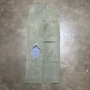 Vintage 50s Green Sanforized Sail Cloth Cotton Chinos 26x30